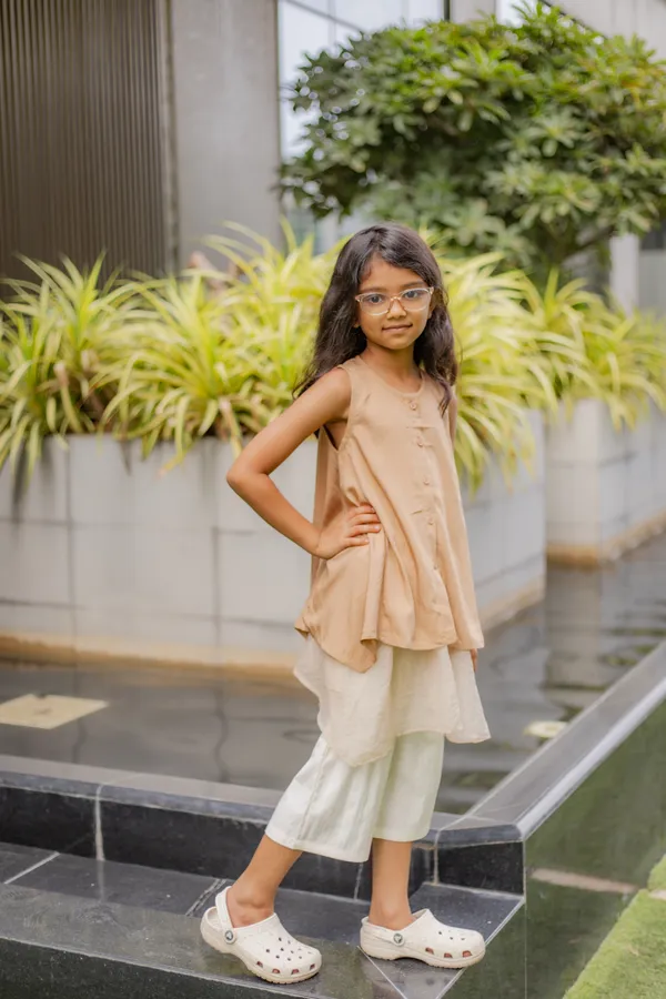 Beige_Premium_Cotton_Sleeveless_Tunic_And_Culottes_Set_For_Girls