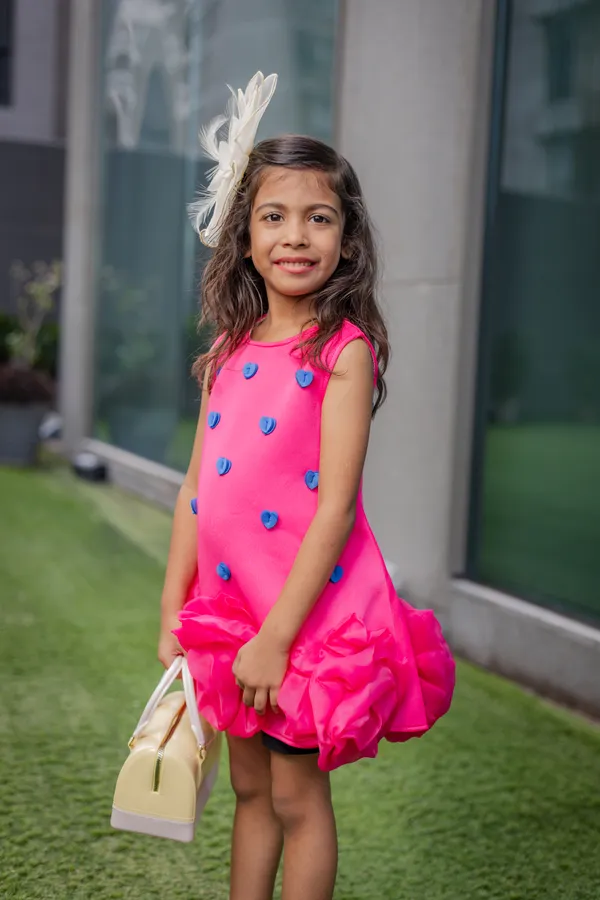 Pink_Neoprene_Sleeveless_Bubble_Hem_Dress_For_Girls