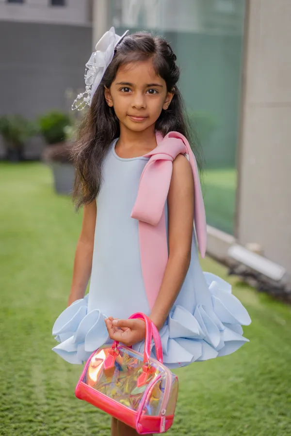 Blue_Neoprene_Sleeveless_Ruffle_Party_Dress_For_Girls