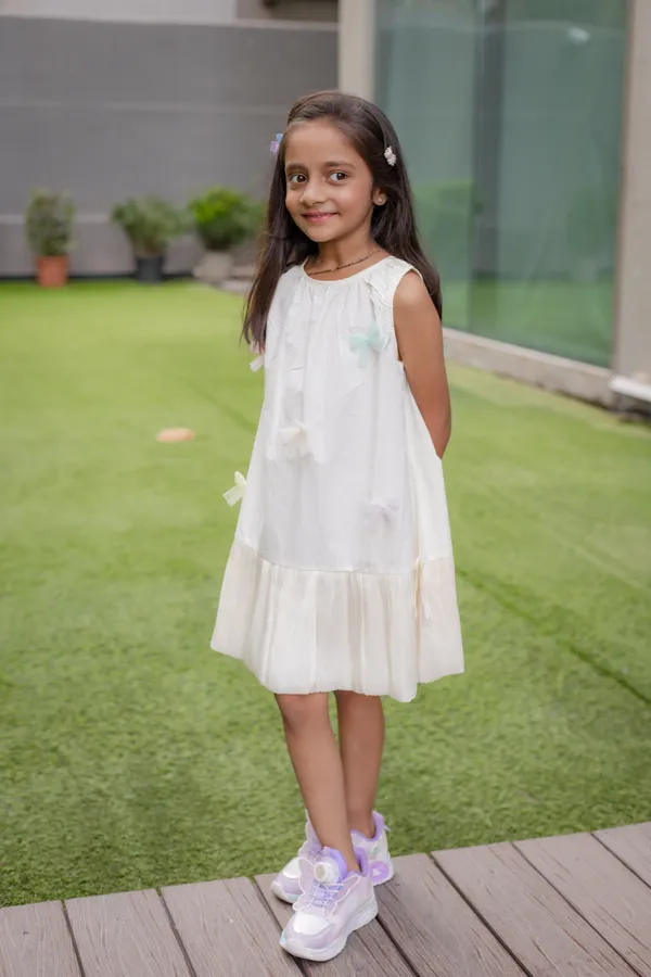 White_Premium_Cotton_A-Line_Sleeveless_Dress_For_Girls