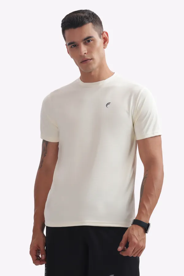 Cream_Round_Neck_Short_Sleeve_Sports_T-Shirt_for_Men