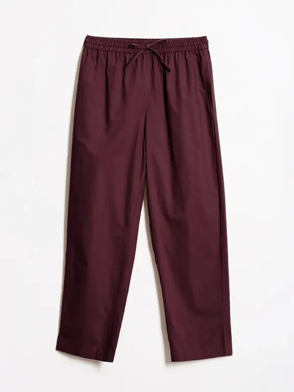 Women-Navy-Blue_&_Wine-Cotton-Straight-Pant