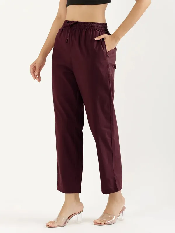Women-Navy-Blue_&_Wine-Cotton-Straight-Pant