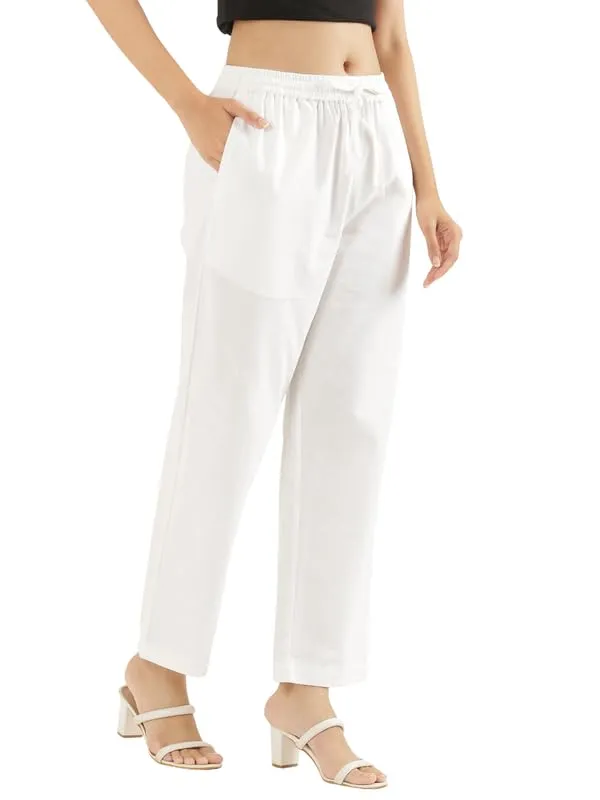 Women-White-Cotton-Straight-Pant