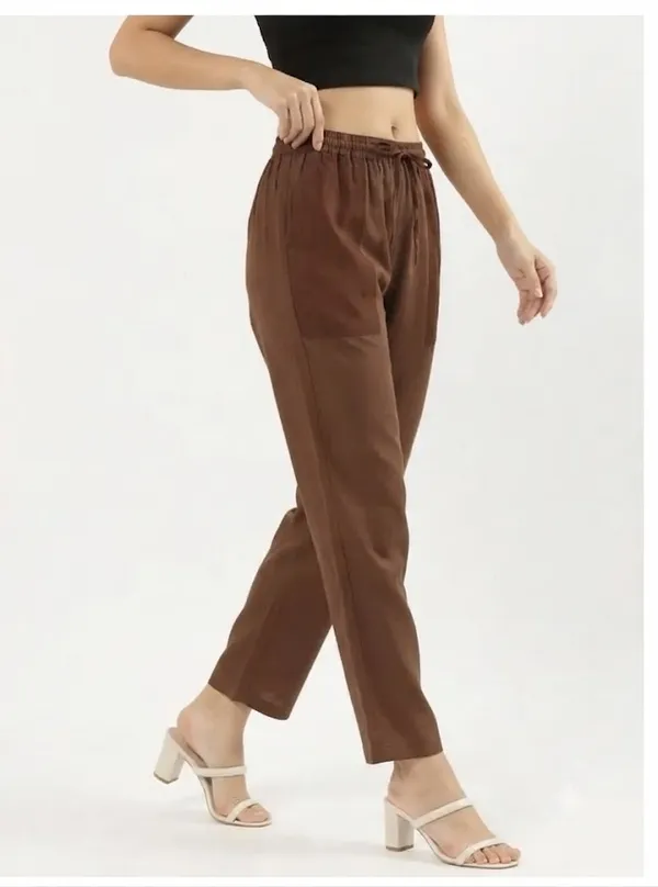 Women-Brown-Cotton-Straight-Pant