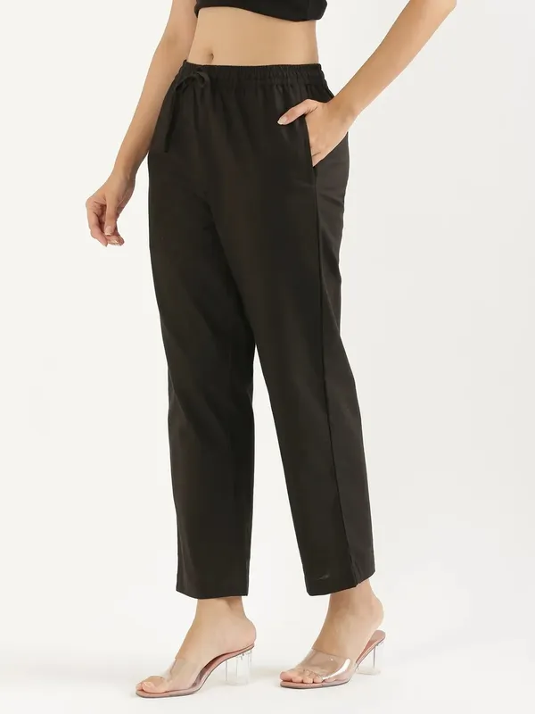 Women-Black_&_Cream-Cotton-Straight-Pant