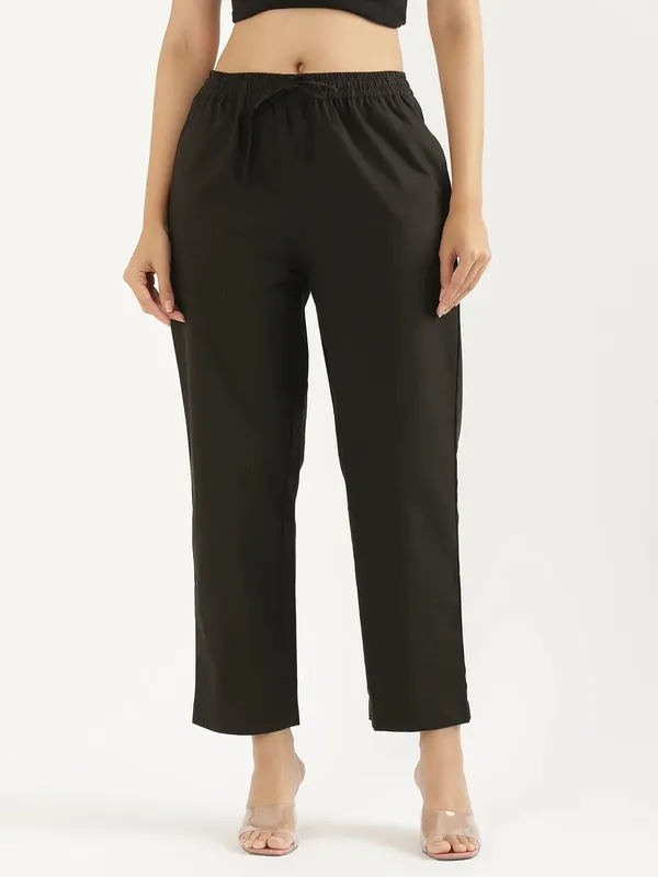 Women-Black_&_Cream-Cotton-Straight-Pant