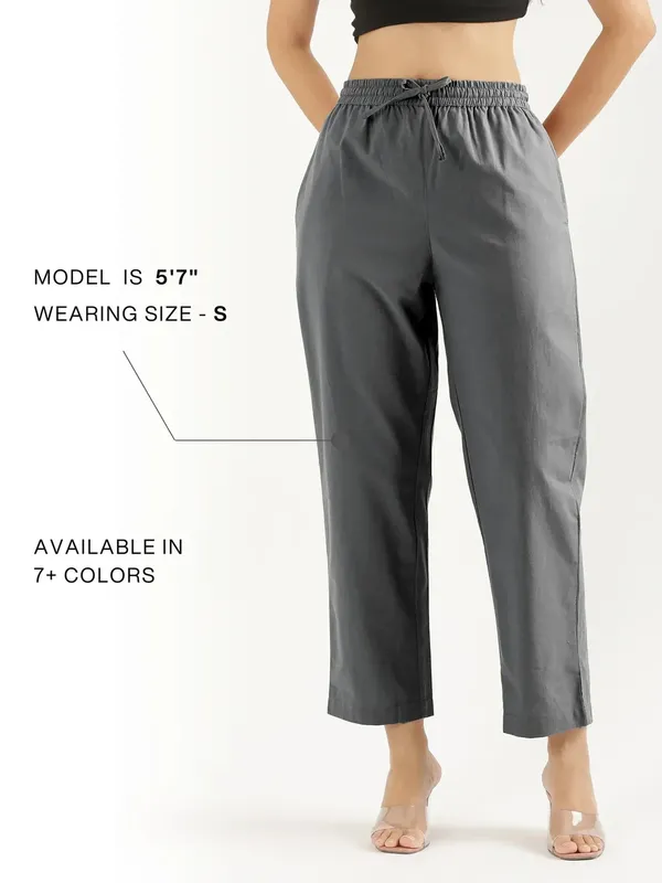 Women-White_&_Grey-Cotton-Straight-Pant