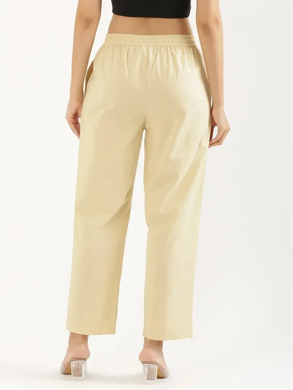 Women-Cream-Cotton-Straight-Pant