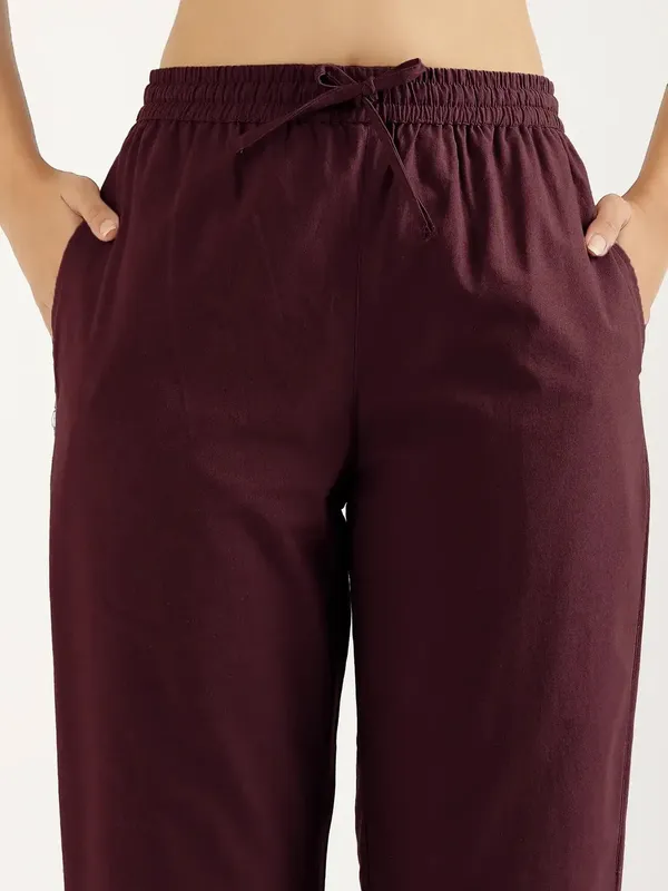 Women-Wine-Cotton-Straight-Pant