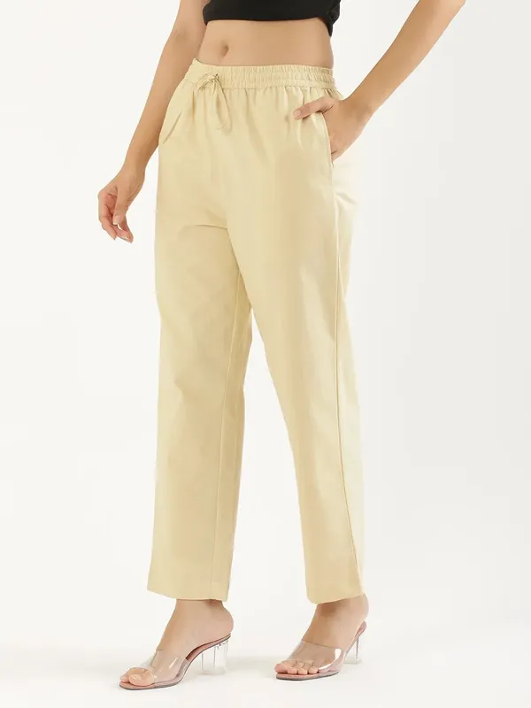 Women-Cream-Cotton-Straight-Pant