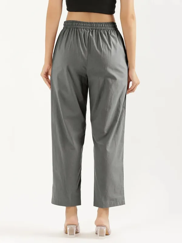 Women-White_&_Grey-Cotton-Straight-Pant