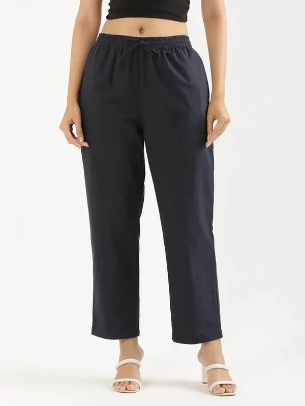 Women-Navy-Blue_&_Wine-Cotton-Straight-Pant