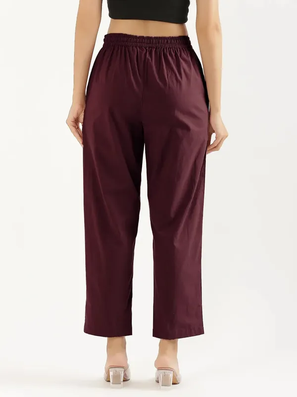 Women-Navy-Blue_&_Wine-Cotton-Straight-Pant
