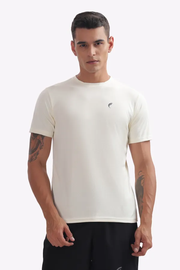 Cream_Round_Neck_Short_Sleeve_Sports_T-Shirt_for_Men