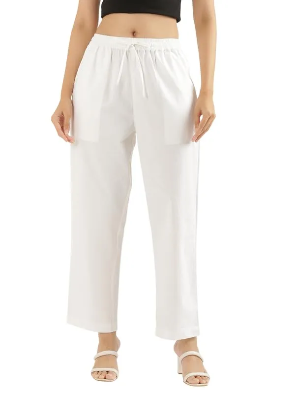 Women-White-Cotton-Straight-Pant