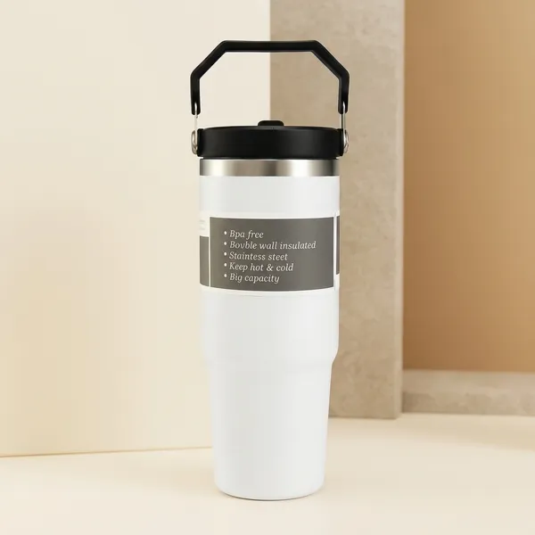 White_Stainless_Steel_Insulated_Tumbler_With_Handle_And_Stainless_Steel_Textured_Grip_Coffee_Travel_MugFor_Gym,_Office,_Travel,_Outdoor_Activities