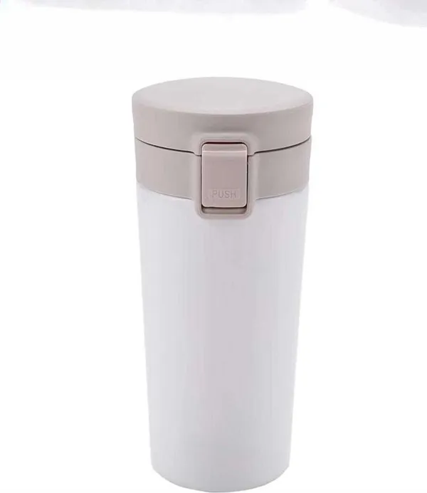 White_Stainless_Steel_Wide_Mouth_Insulated_Travel_Mug_And_Cream_Steel_Temperature_Display_Insulated_Coffee_Mug_With_StrapFor_Daily_Commutes,_Office_Use,_Travel,_Car_Cup_Holders