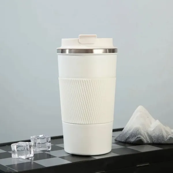 White_Stainless_Steel_Textured_Grip_Coffee_Travel_Mug_For_Daily_Commutes,_Office,_Travel