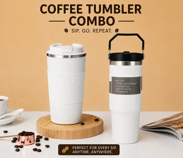 White_Stainless_Steel_Insulated_Tumbler_With_Handle_And_Stainless_Steel_Textured_Grip_Coffee_Travel_MugFor_Gym,_Office,_Travel,_Outdoor_Activities