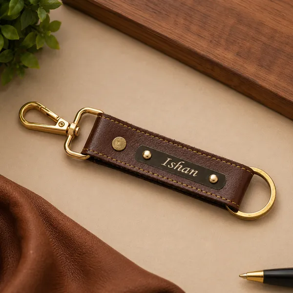 Brown_Personalized_Leather_Keychain