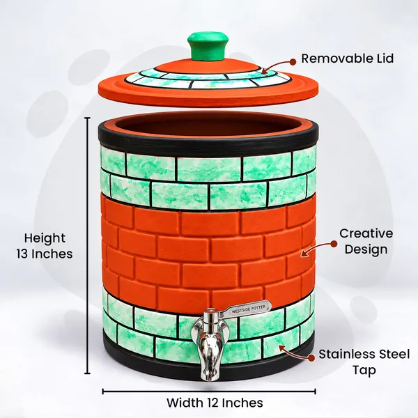 Mint_Mosaic_Clay_Water_Pot_(10_Litres)