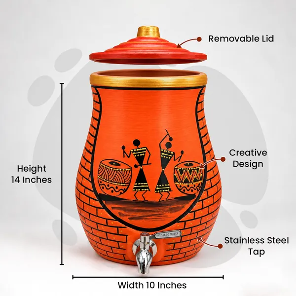 Folk_Rhythm_Clay_Water_Pot_(9_Litres)