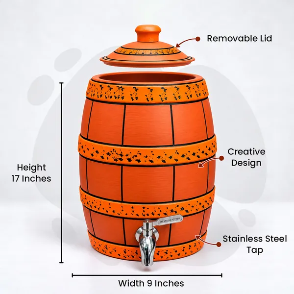 Amber_Barrel_Clay_Water_Pot_(12_Litres)