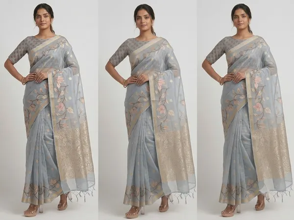 DRIEMA_Premium_Organza_Zari_Saree_With_Blouse_Piece