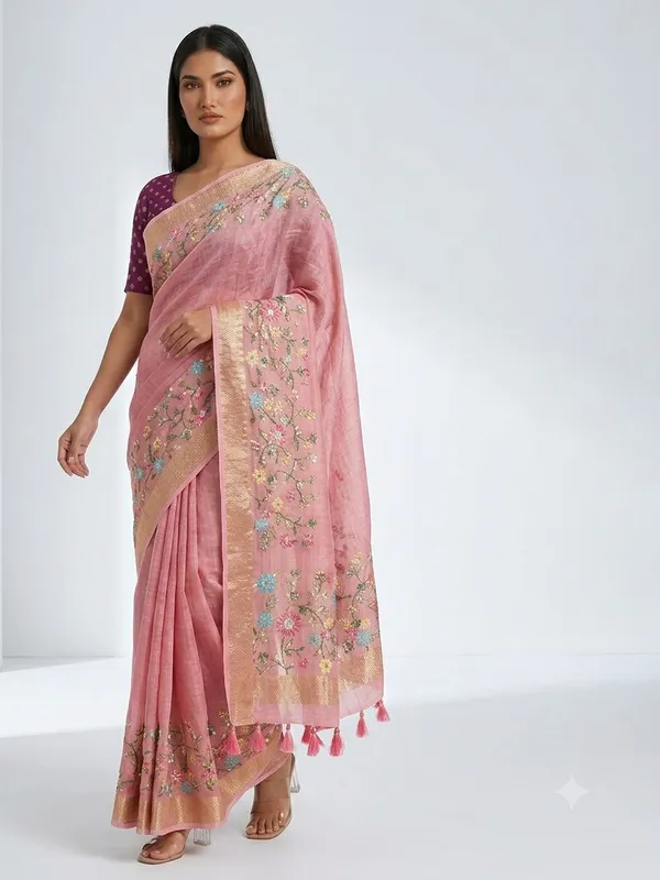 Elegant_Pastel_Pink_Floral_Embroidered_Saree_With_Blouse_Piece