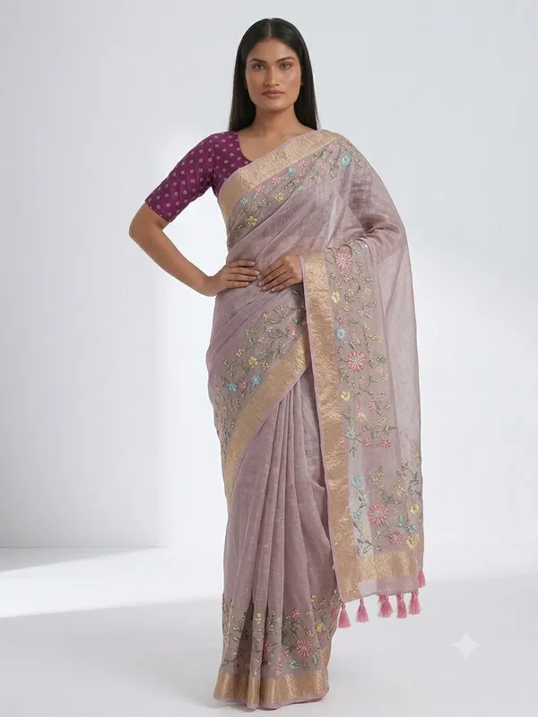 Elegant_Pastel_Pink_Floral_Embroidered_Saree_With_Blouse_Piece