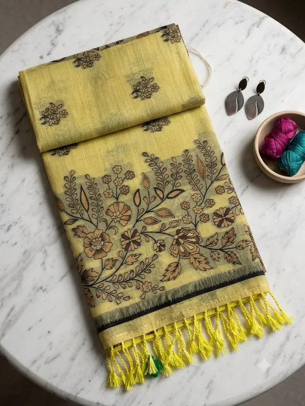 Elegant_look_with_this_beautiful_Linen_Cotton_Saree_Collection_With_Blouse_Piece