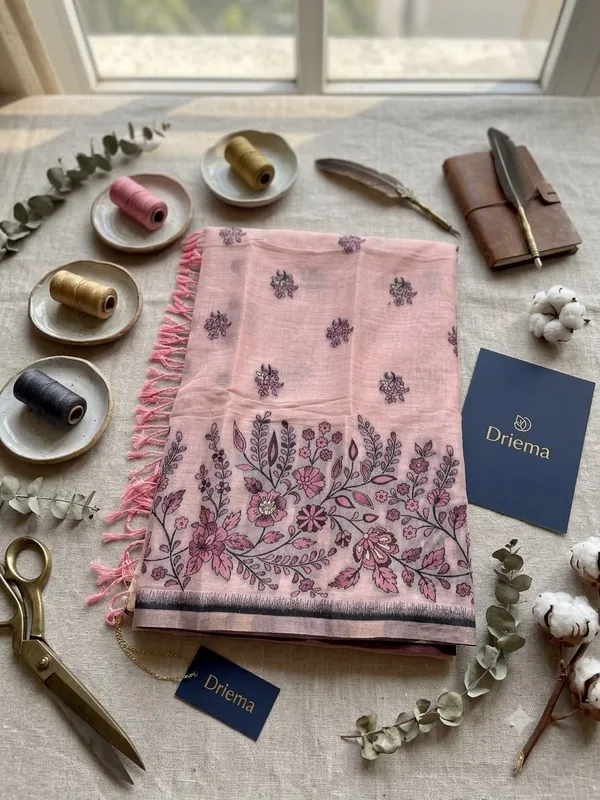 Elegant_look_with_this_beautiful_Linen_Cotton_Saree_Collection_With_Blouse_Piece