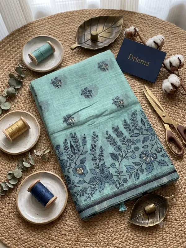 Elegant_look_with_this_beautiful_Linen_Cotton_Saree_Collection_With_Blouse_Piece