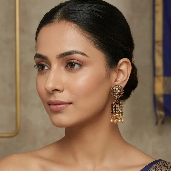 Antique_Gold_Oxidized_Jhumka_Earrings_With_Pearl_Drops_For_Women