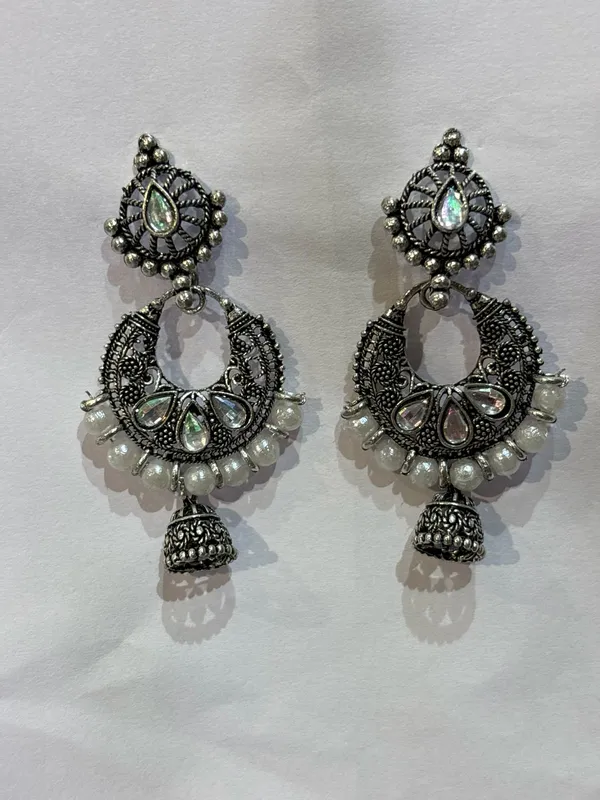 Oxidized_Silver_Chandbali_Jhumka_Earrings_With_Pearl_Beads