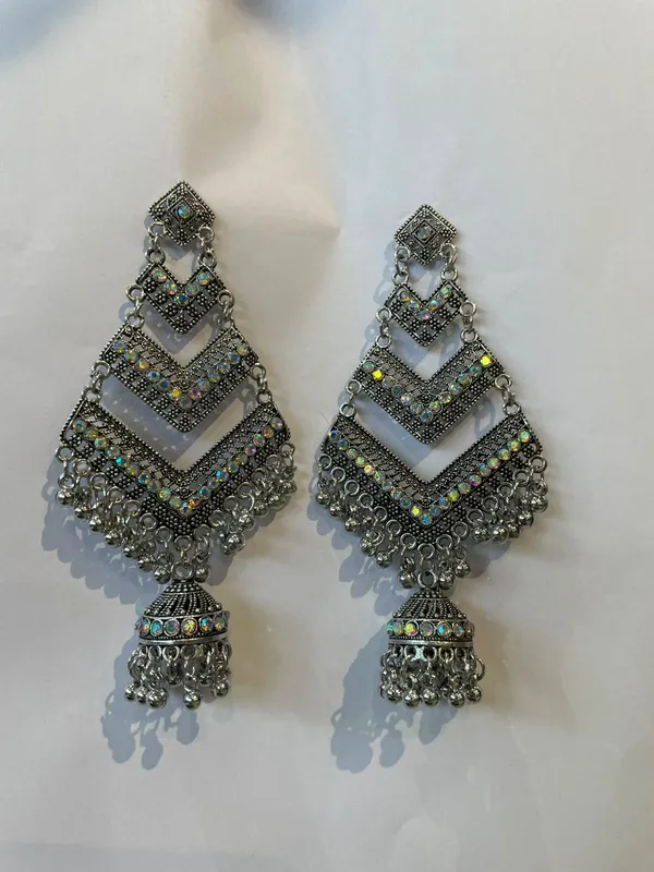 Silver_Oxidized_Chandbali_Jhumka_Earrings_With_Stones