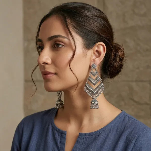 Silver_Oxidized_Chandbali_Jhumka_Earrings_With_Stones