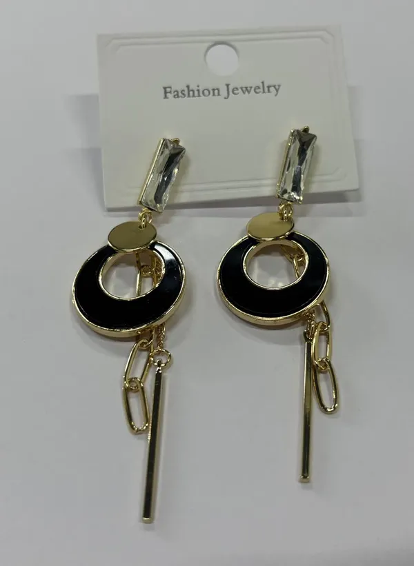 Black_Gold_Geometric_Drop_Earrings_For_Women