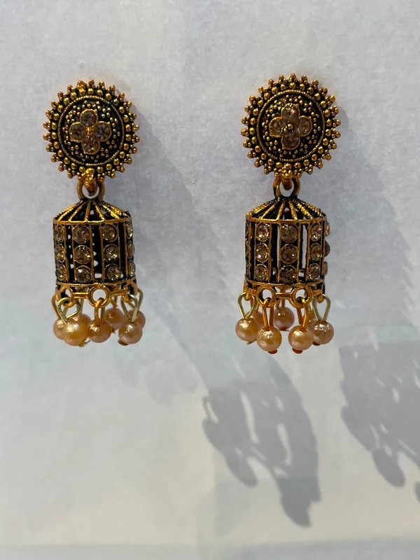 Antique_Gold_Oxidized_Jhumka_Earrings_With_Pearl_Drops_For_Women