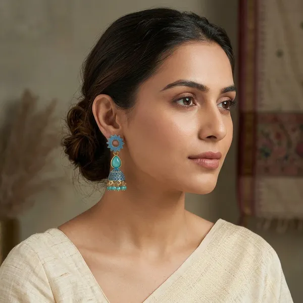 Blue_Gold_Turquoise_Stone_Jhumka_Earrings_For_Women