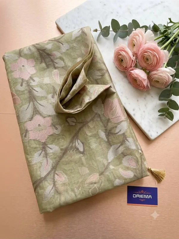 DRIEMA_Premium_Organza_Zari_Saree_With_Blouse_Piece