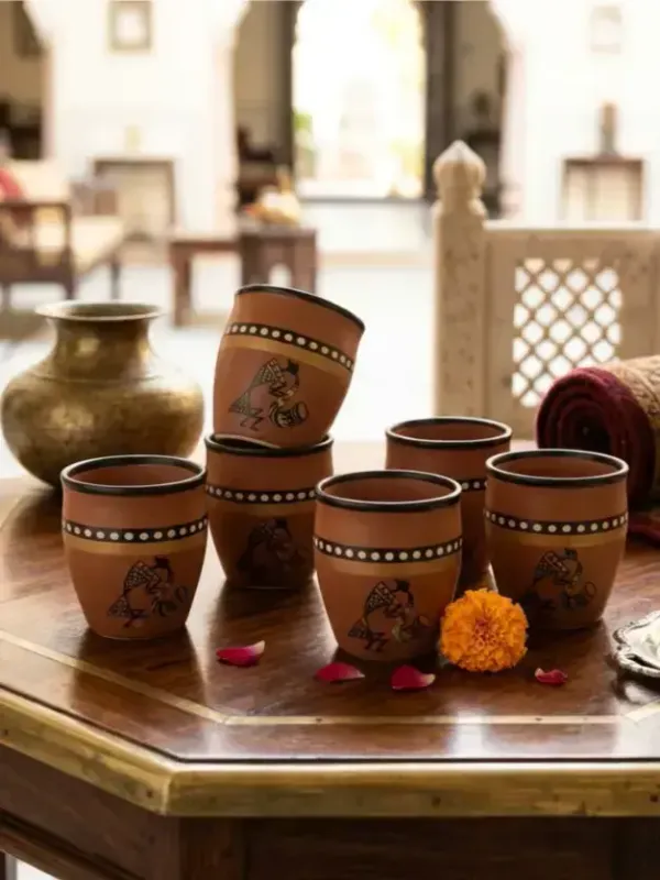 Tribal_Art_Ceramic_Kulhad_Cup_Set_Set_Of_6_Pcs