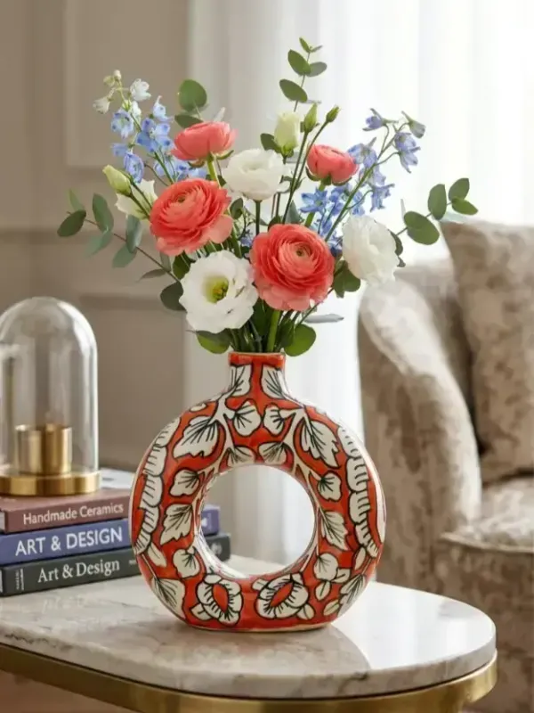 Crimson_Bloom_Handcrafted_Ring_Ceramic_Flower_Vase_7_Inches
