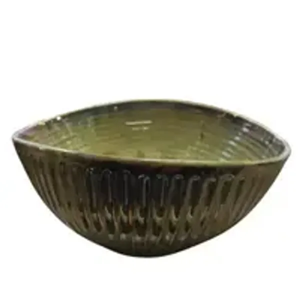 Fluted_Line_Oval_Deep_Dessert_Green_Bowl_9_X_7_Inches