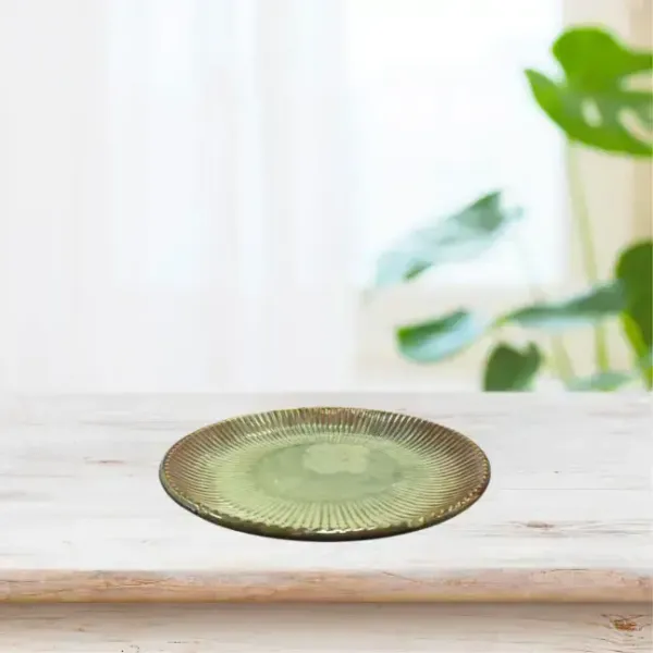 Fluted_Round_Border_Handcrafted_Plate_Dessert_Green_10_5