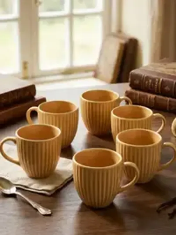 Honey_Ribbed_Ceramic_Mug_Set_Set_Of_6_Pcs