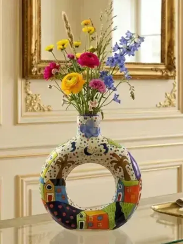 Whimsical_Village_Ring_Ceramic_Vase