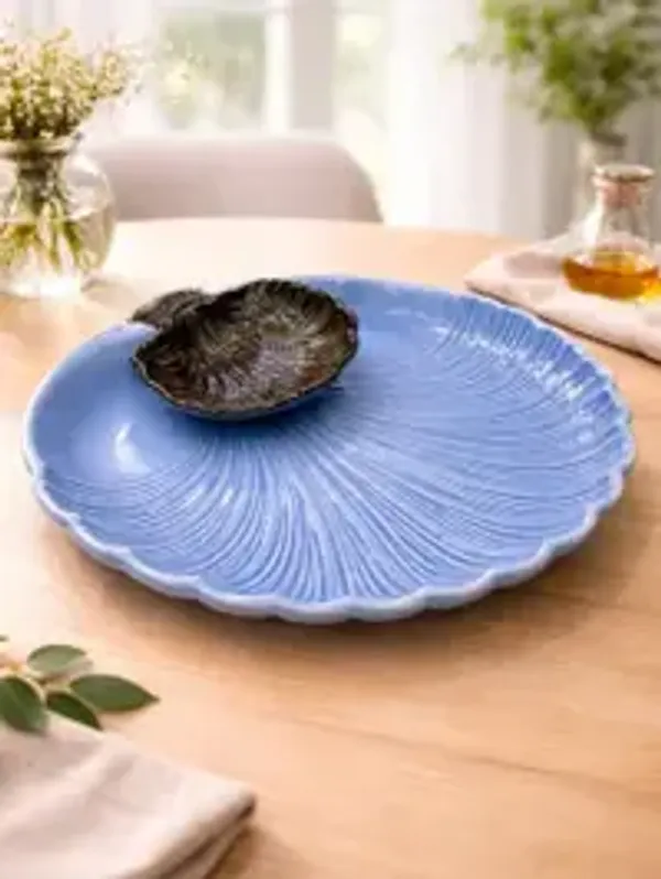 Azure_Wave_Shell_Platter_With_Dip_Bowl_11_Inch