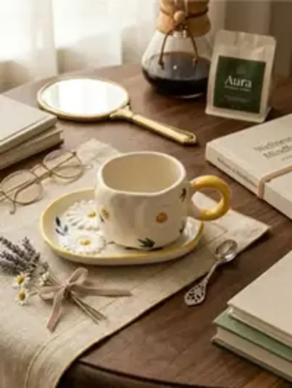 Golden_Daisy_Handcrafted_Coffee_Cup_Saucer_Set